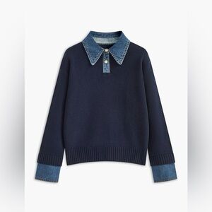 Commense 2 in 1 Panel Lapel Sweater in Navy 💙